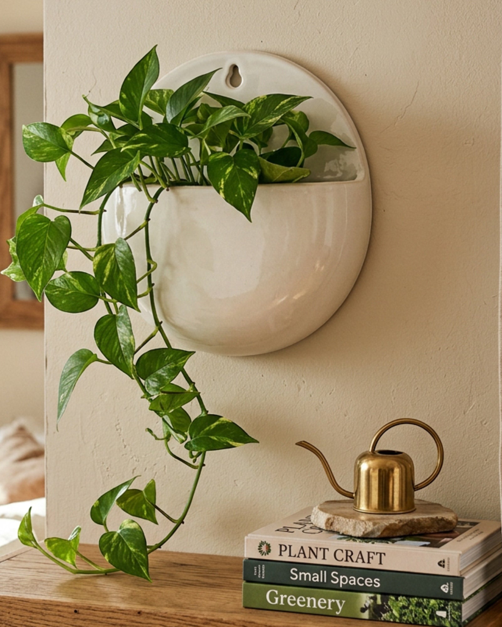 Ymxvd Half Moon Ceramic Wall Planter White 7 in