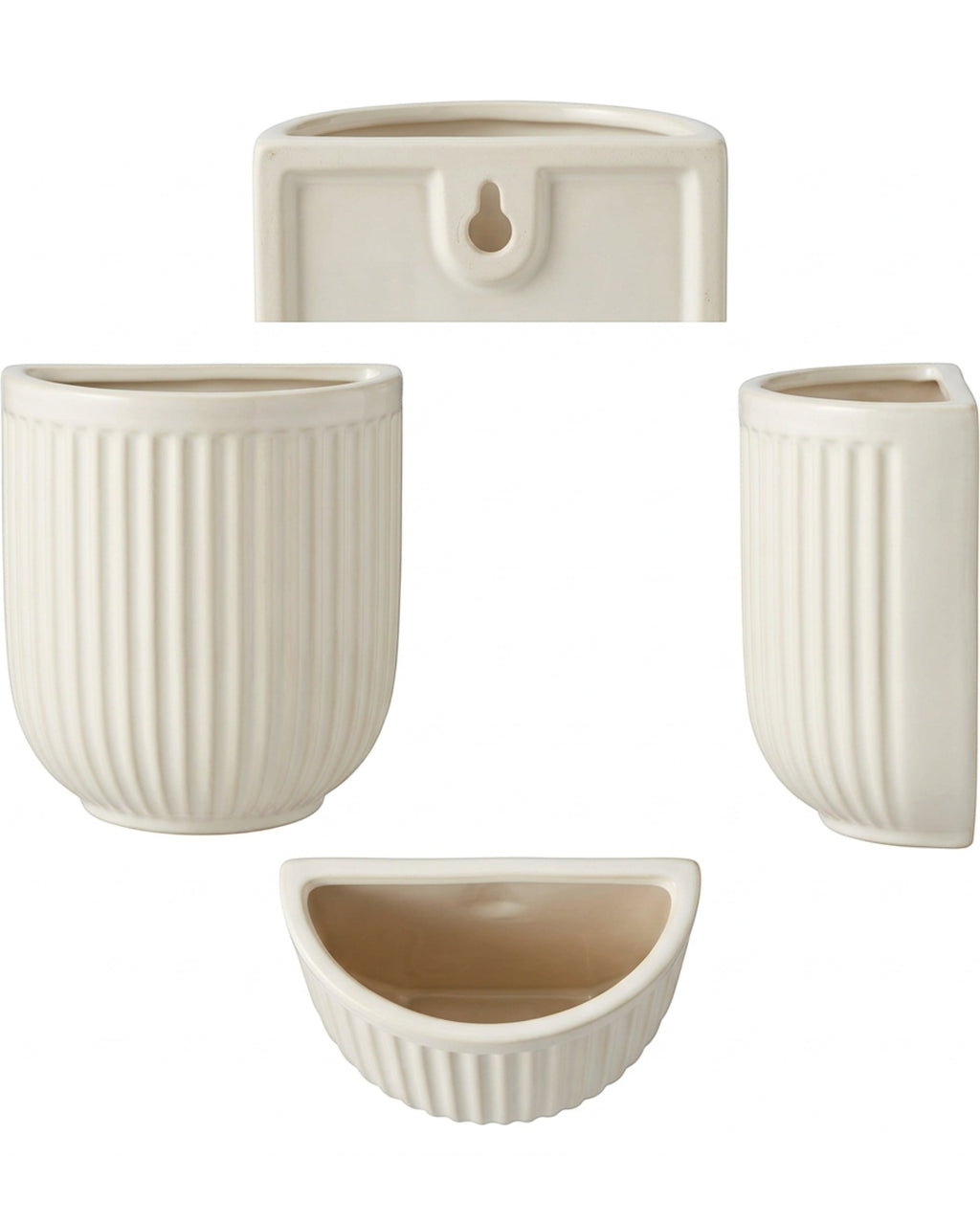 Ymxvd Half Moon Ceramic Wall Planter White 7 in