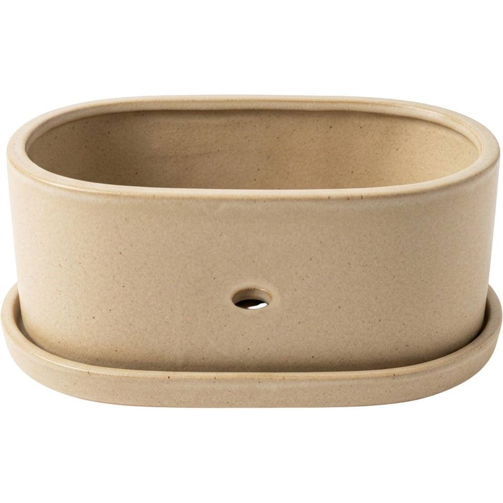 Ymxvd Oval Ceramic Trough Planter Sand 10 in