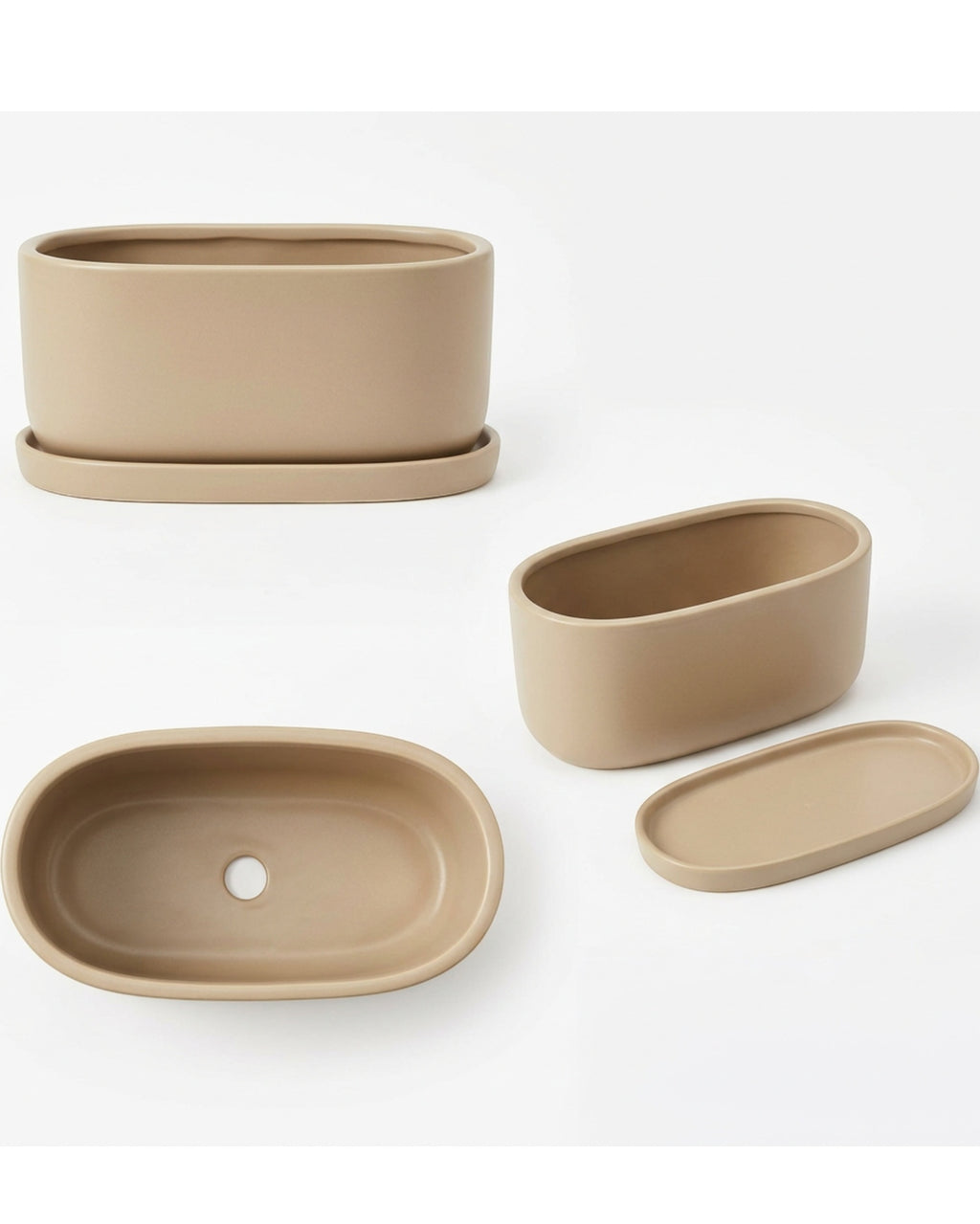 Ymxvd Oval Ceramic Trough Planter Sand 10 in