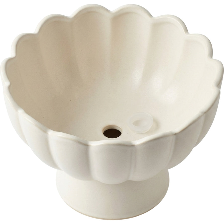 Ymxvd Scalloped Pedestal Ceramic Planter Ivory