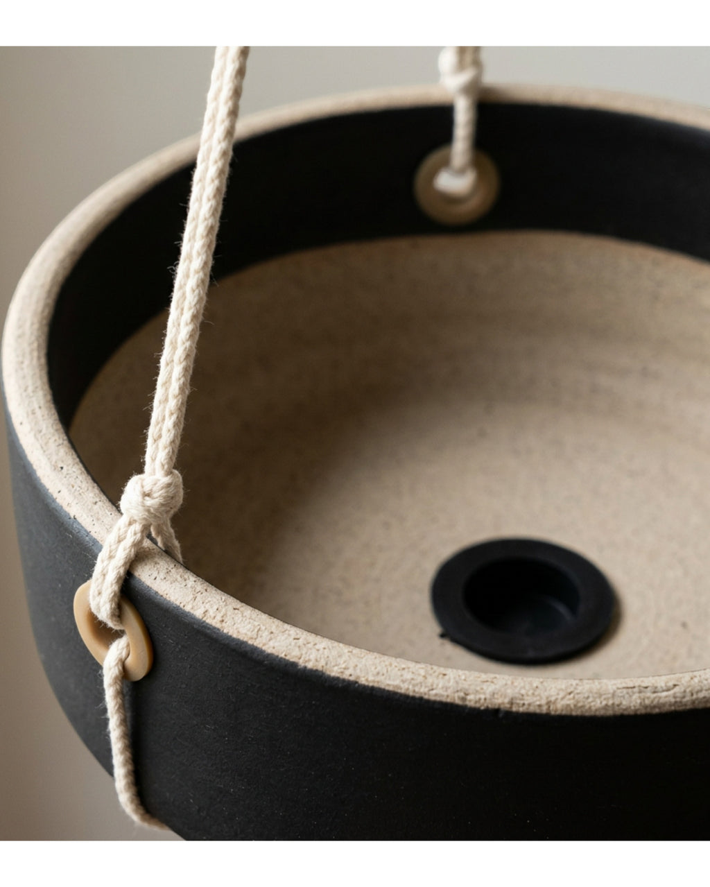 Ymxvd Three Cord Hanging Ceramic Planter Matte Black - Detail view