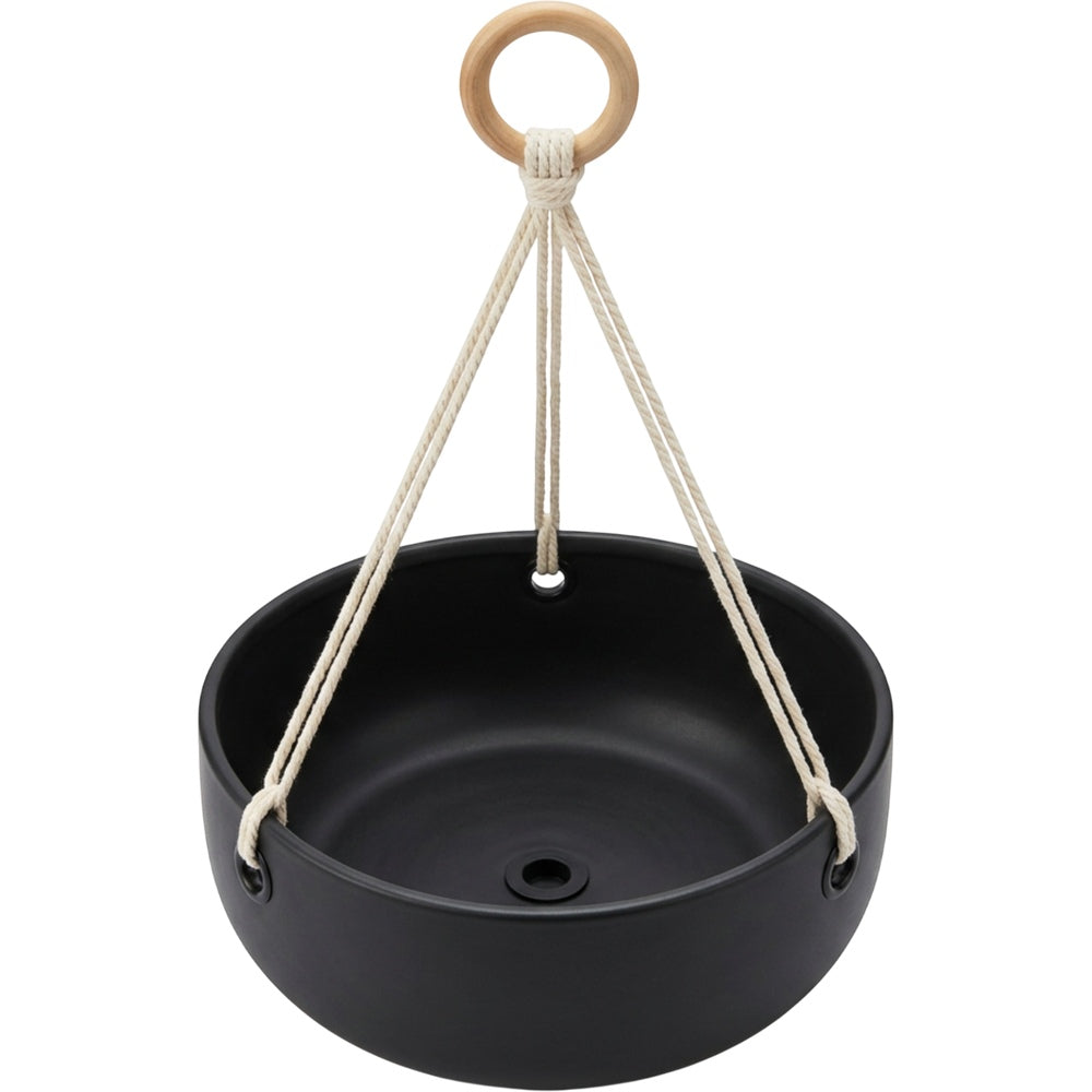 Ymxvd Three Cord Hanging Ceramic Planter Matte Black - Product view