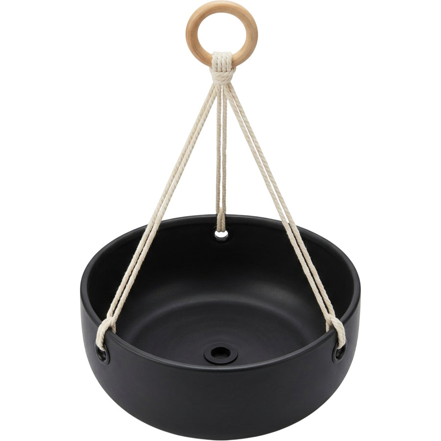 Ymxvd Three Cord Hanging Ceramic Planter Matte Black